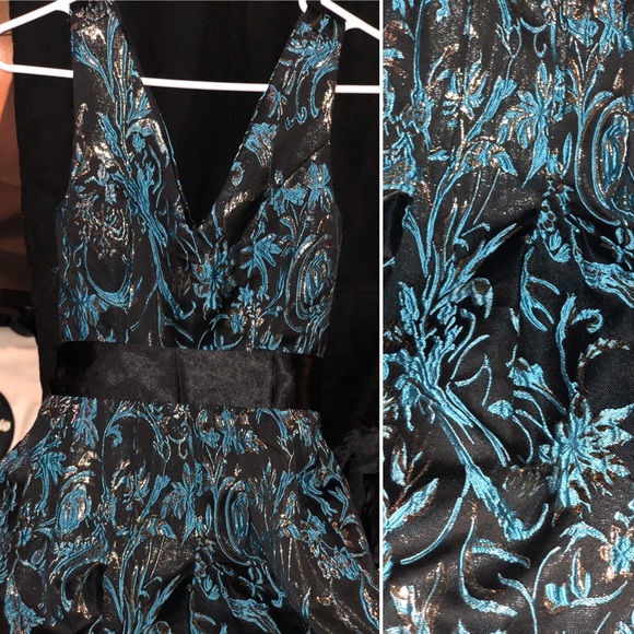 {ModCloth} Gorgeous Black Gold Teal Brocade Dress - Picture 2 of 6
